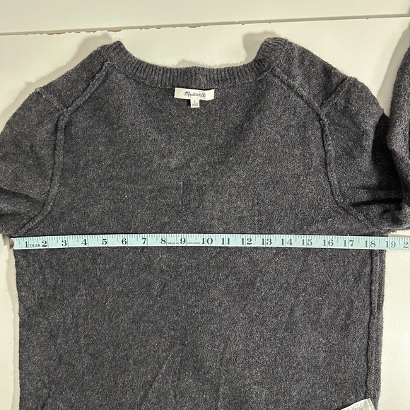 Madewell Dashwood Scandi Wool Blend Sweater Balloon Sleeve V Neck Dark Grey S - Picture 9 of 13